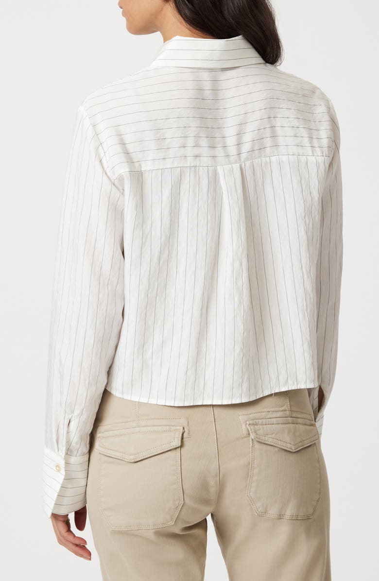 Mavi Jeans Pinstripe Crop Button-Up Shirt, Alternate, color, White/ Black Pin Stripe