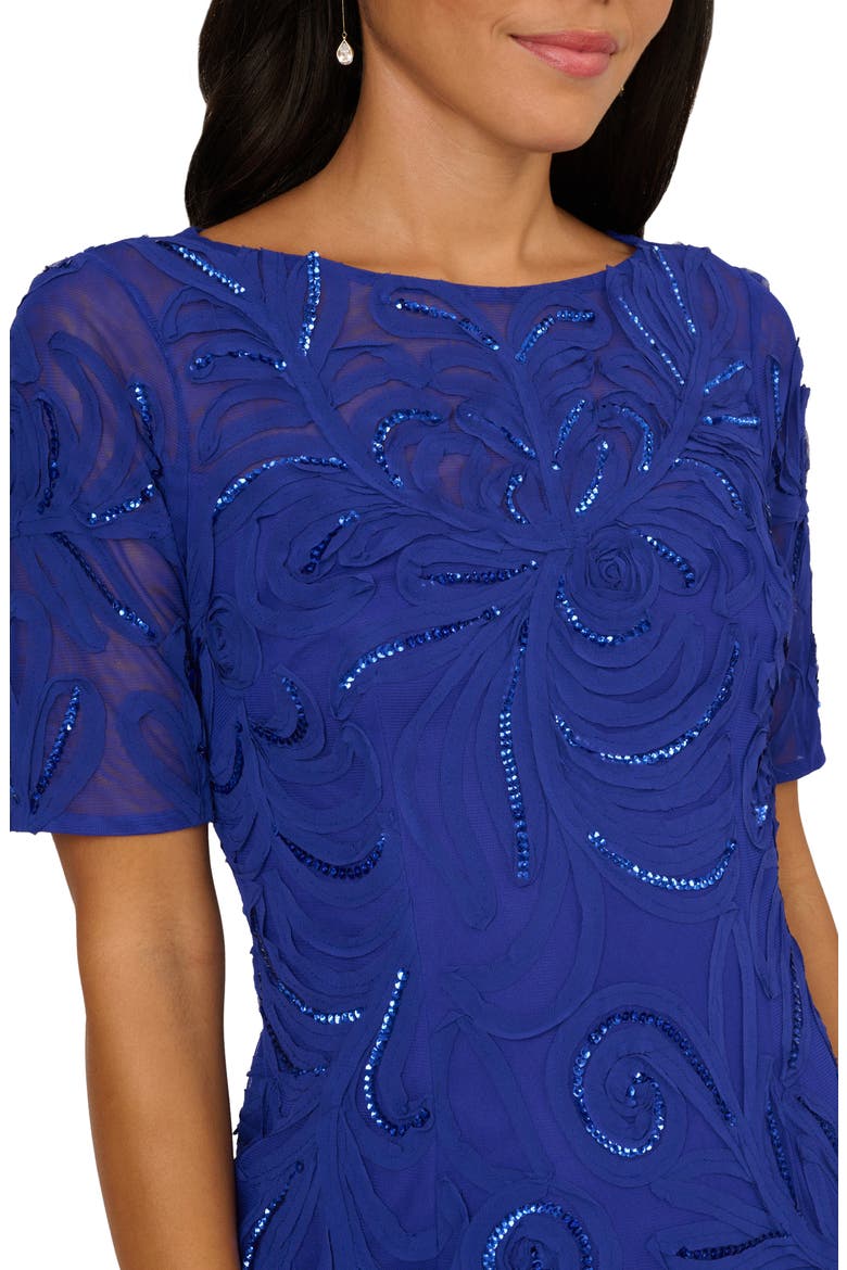 Short Sleeve Soutache Column Gown, Alternate, color, DARK BLUE VIOLET