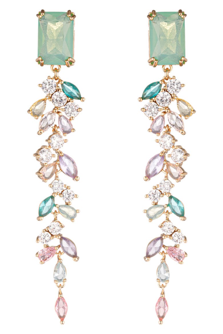 Lina CZ Linear Drop Earrings, Main, color, GOLD