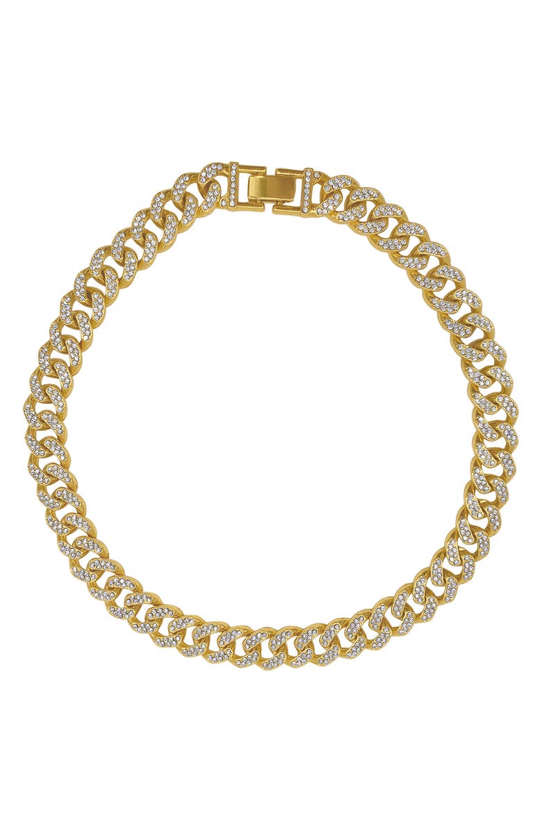 Adornia Pavé CZ Curb Chain Necklace, Main, color, Yellow