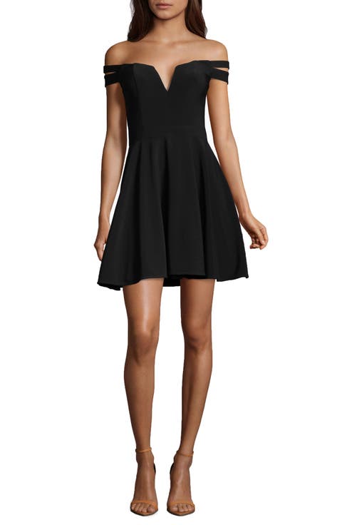 Xscape Off the Shoulder Double Strap Party Dress