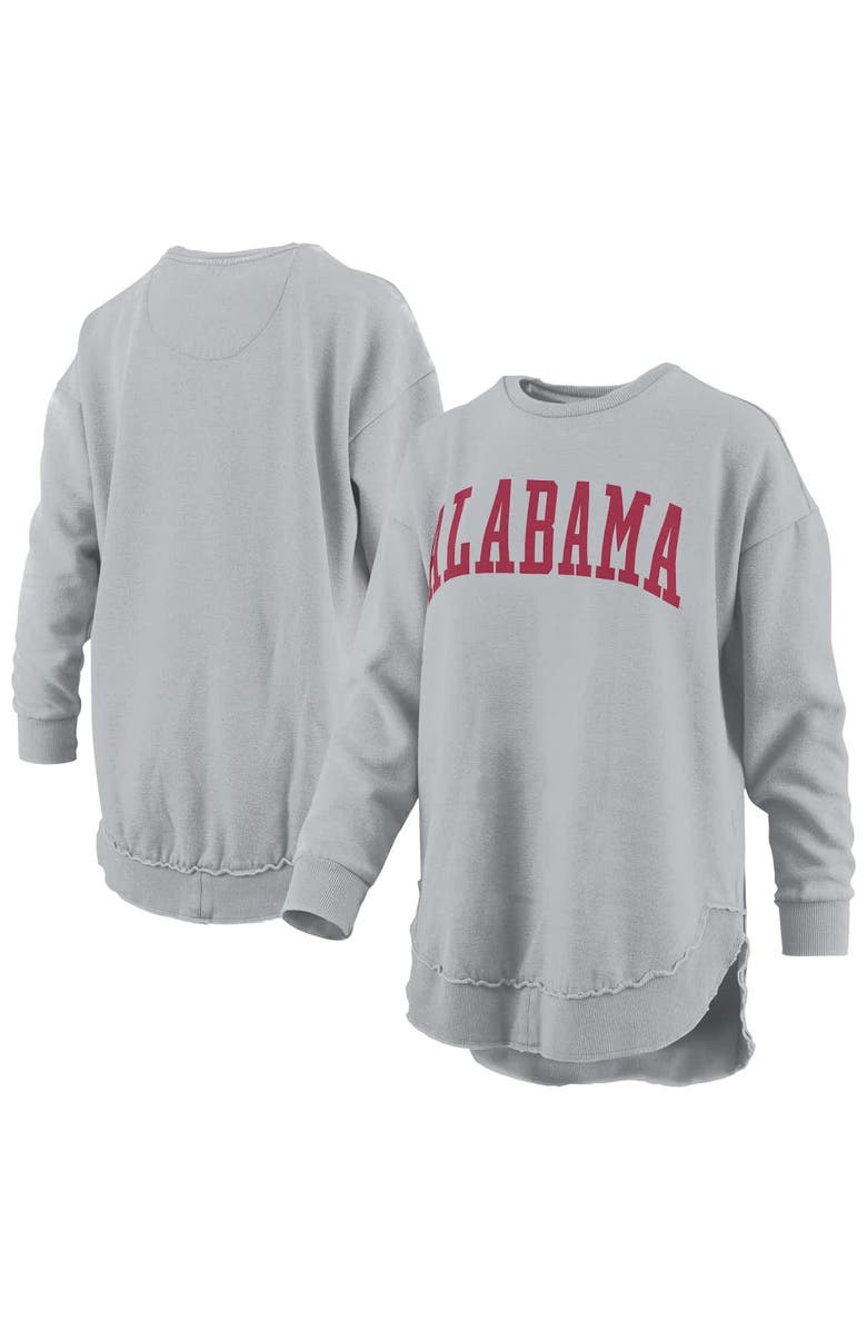 PRESSBOX Women's Pressbox Gray Alabama Crimson Tide Melange Poncho Vintage Fleece Long Sleeve Pullover Sweatshirt, Alternate, color, Gray