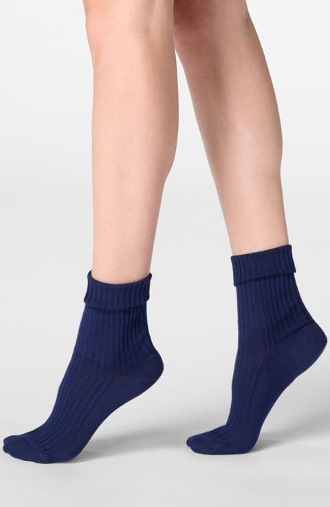 Cotton Blend Rib Crew Socks