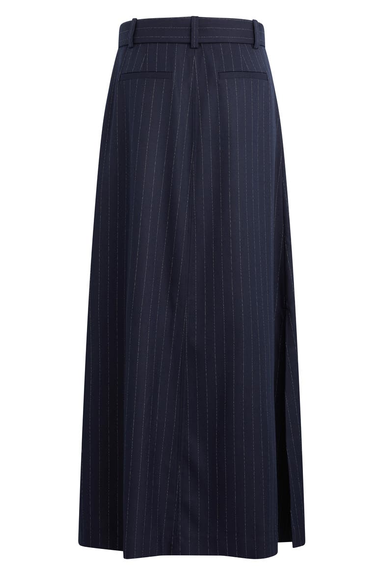 The Gabby Belted Pinstripe Maxi Skirt, Alternate, color, NAVY PINSTRIPE
