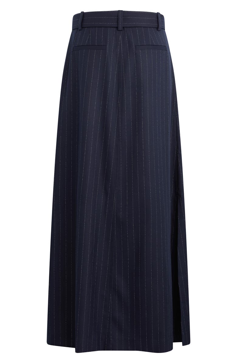 Favorite Daughter The Gabby Belted Pinstripe Maxi Skirt, Alternate, color, Navy Pinstripe