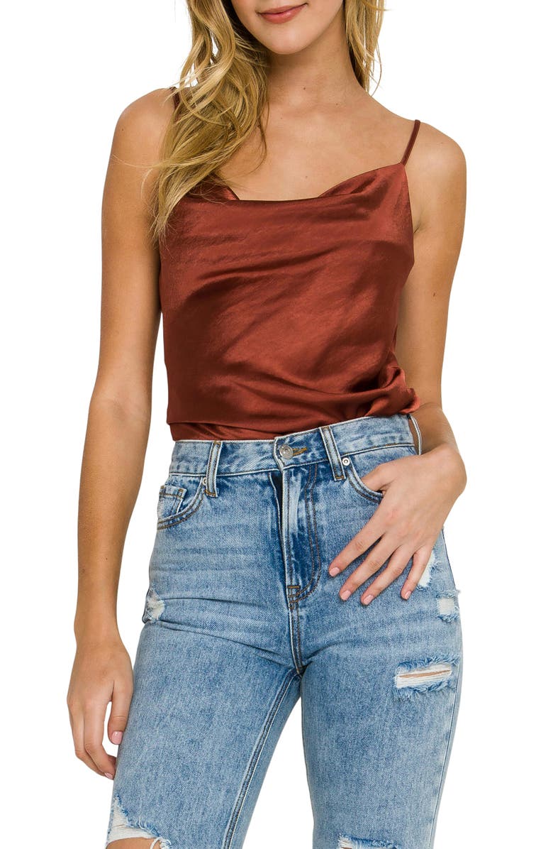 Endless Rose Cowl Neck Camisole, Alternate, color, Brown