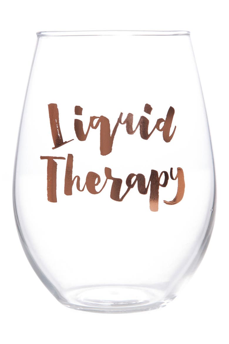 'Liquid Therapy' Stemless Wine Glass, Main, color, ROSE GOLD
