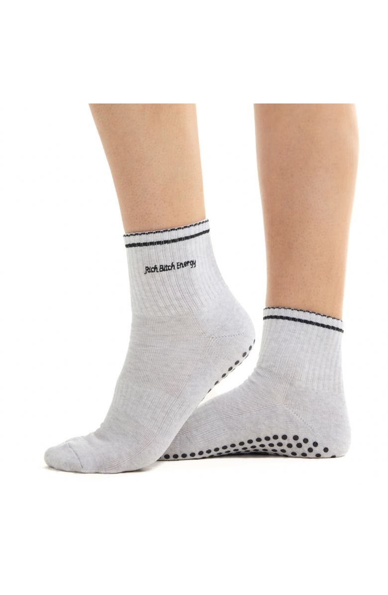 Souls. Rich Bitch Energy Ankle Grip Socks, Main, color, White