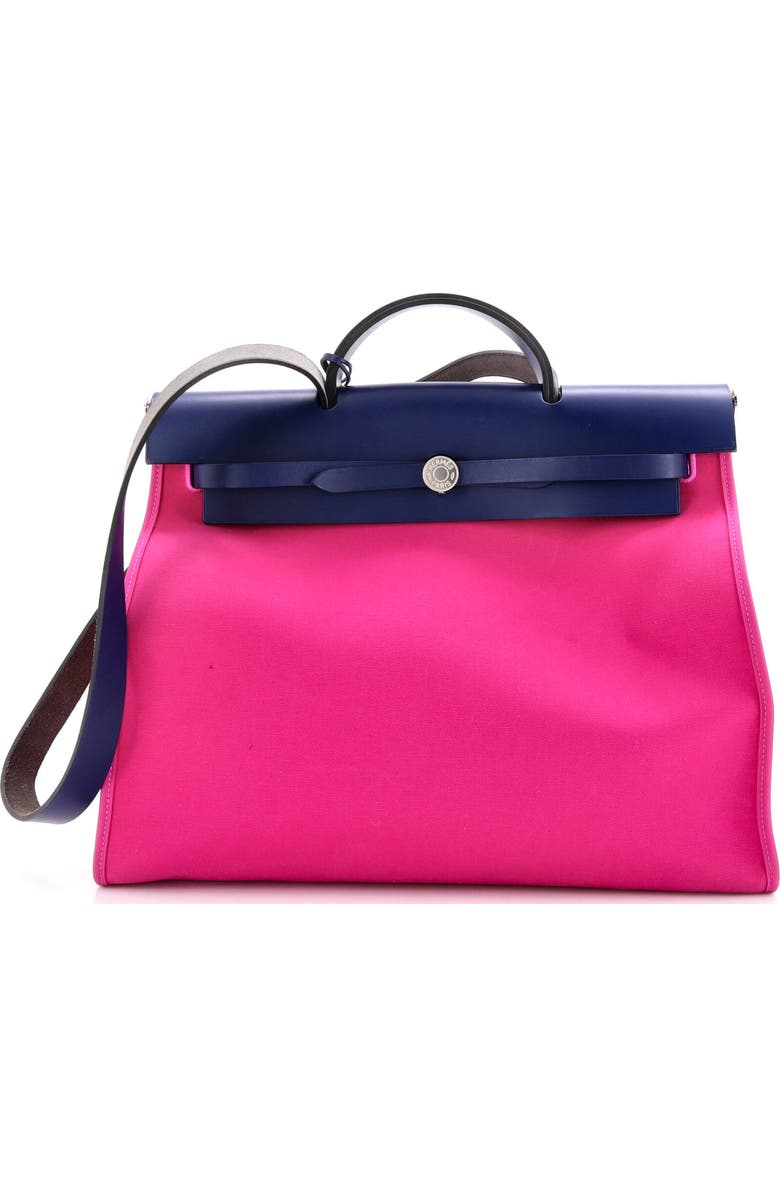 Pre-Owned Hermes Herbag Zip Leather and Toile 39, Main, color, Rose Pourpre