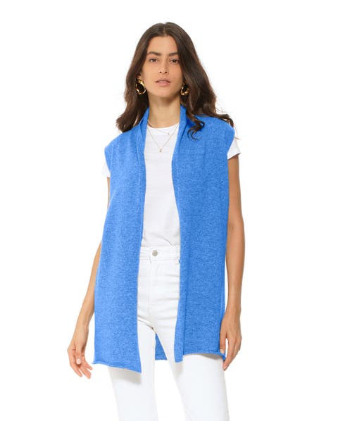 Pure Cashmere Sleeveless Long Open Front Cardigan