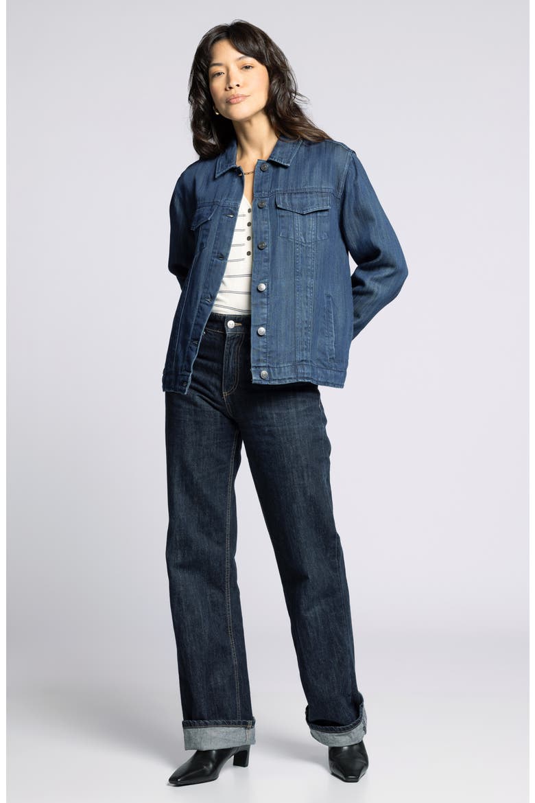 Jackie Denim Trucker Jacket, Alternate, color, INK WASH