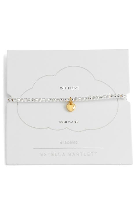 Puffed Heart Sienna Beaded Stretch Bracelet