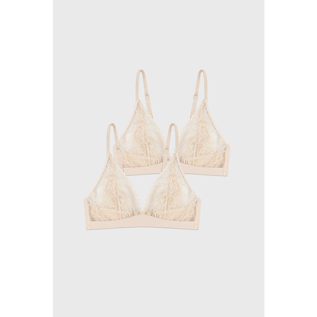 Stripe & Stare Eco Lace Triangle Two Pack in Sand at Nordstrom, Size 4X