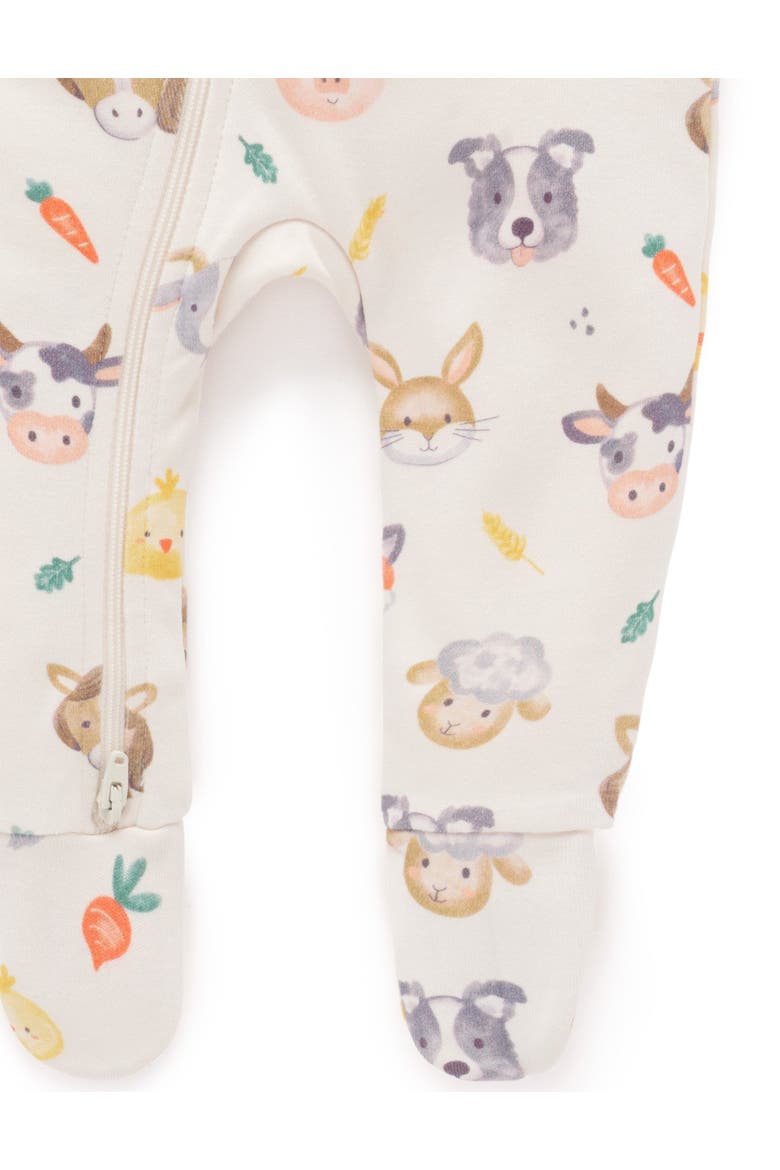 Thick Zip Footie & Bib Set, Alternate, color, Farm Friends Print