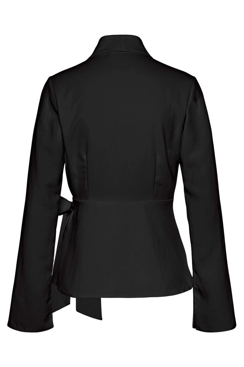 Lapel Wrap Blouse, Alternate, color, Black