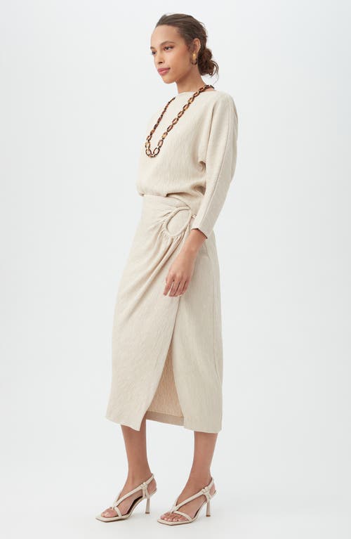 Trina Turk Abiba Gathered Faux-wrap Midi Skirt In White