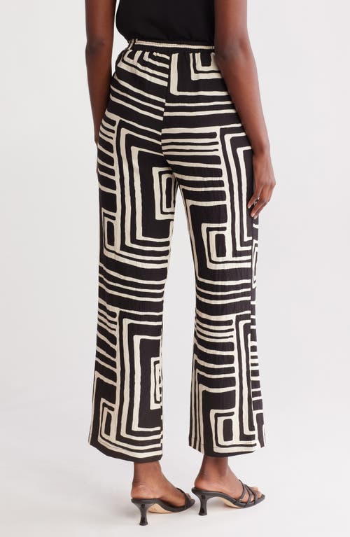 Melloday Abstract Print Wide Leg Pants In Black Ivory