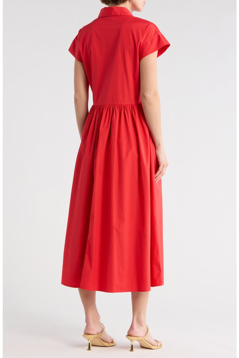Drop Waist Button Front Cotton Midi Dress, Alternate, color, RED BITTERSWEET