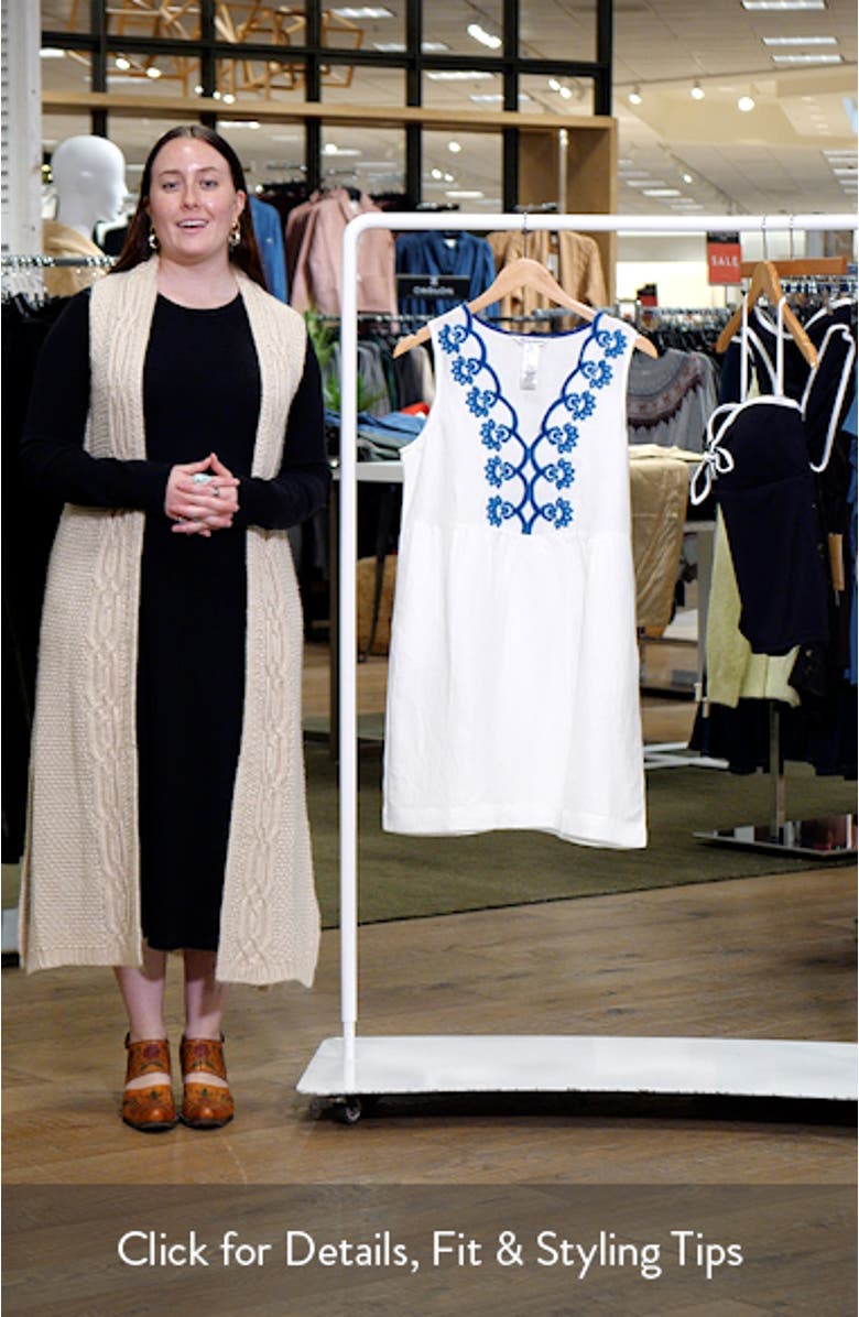 St. Lucia Embroidered Sleeveless Linen Blend Cover-Up Dress, sales video thumbnail