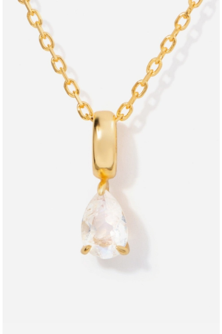 Birthstone Teardrop Necklace, Main, color, Moonstone/June