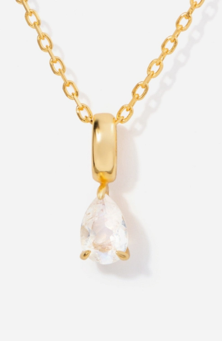 Little Sky Stone Birthstone Teardrop Necklace, Main, color, Moonstone/June