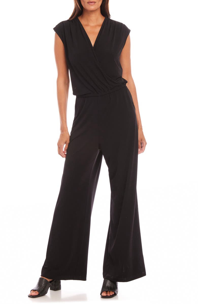 Karen Kane Travel Jersey Sleeveless Jumpsuit, Main, color, Black