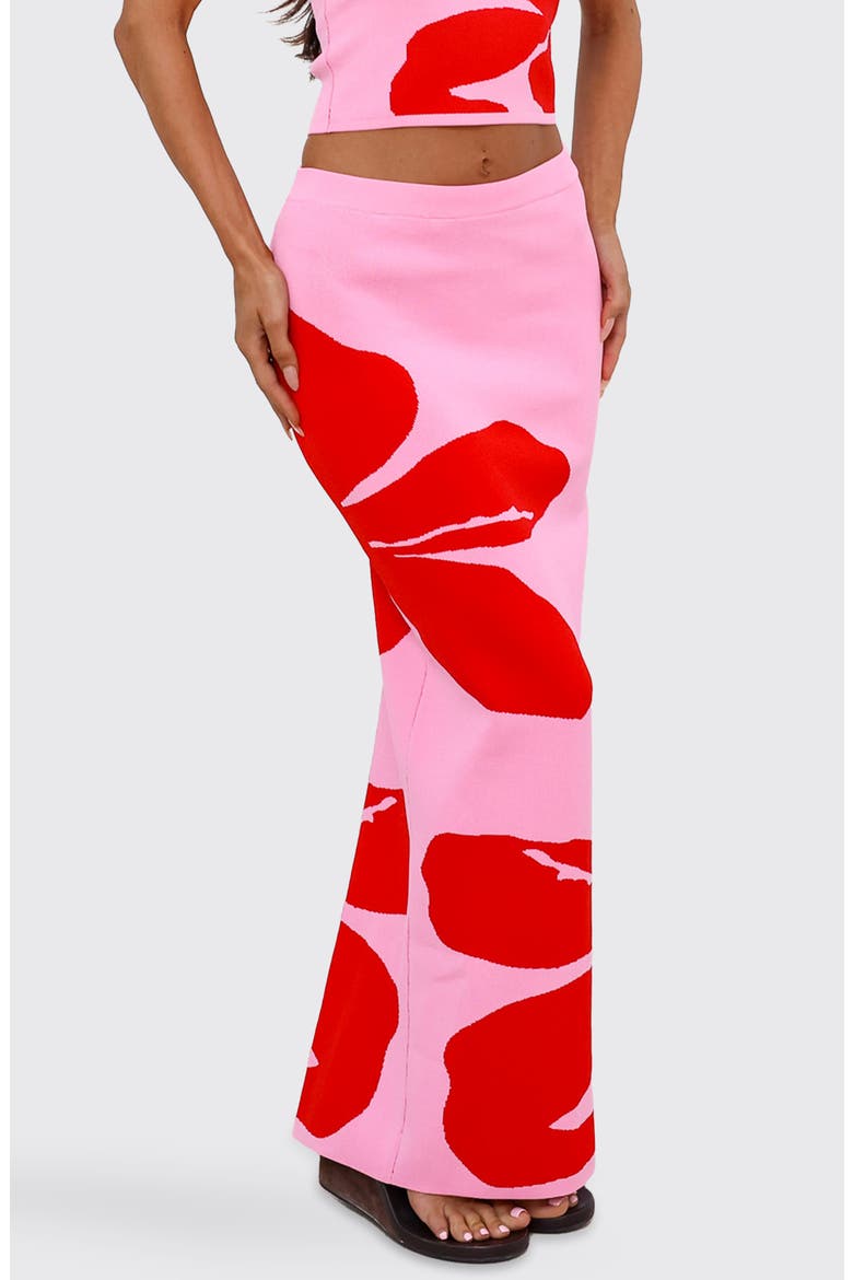 Floral Knit Maxi Skirt, Alternate, color, BERRY BLISS