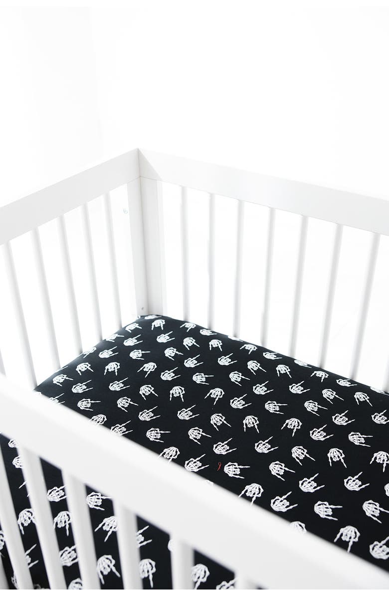 Charlie Lou Baby<sup>®</sup> Rock N' Skull Crib Sheet, Alternate, color,