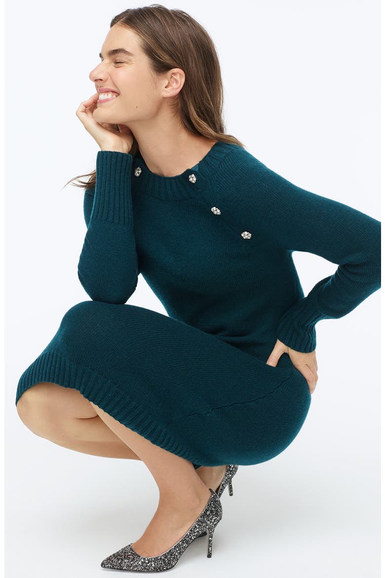 Lance Jewel Button Sweater Dress, Alternate, color, SPICY JADE