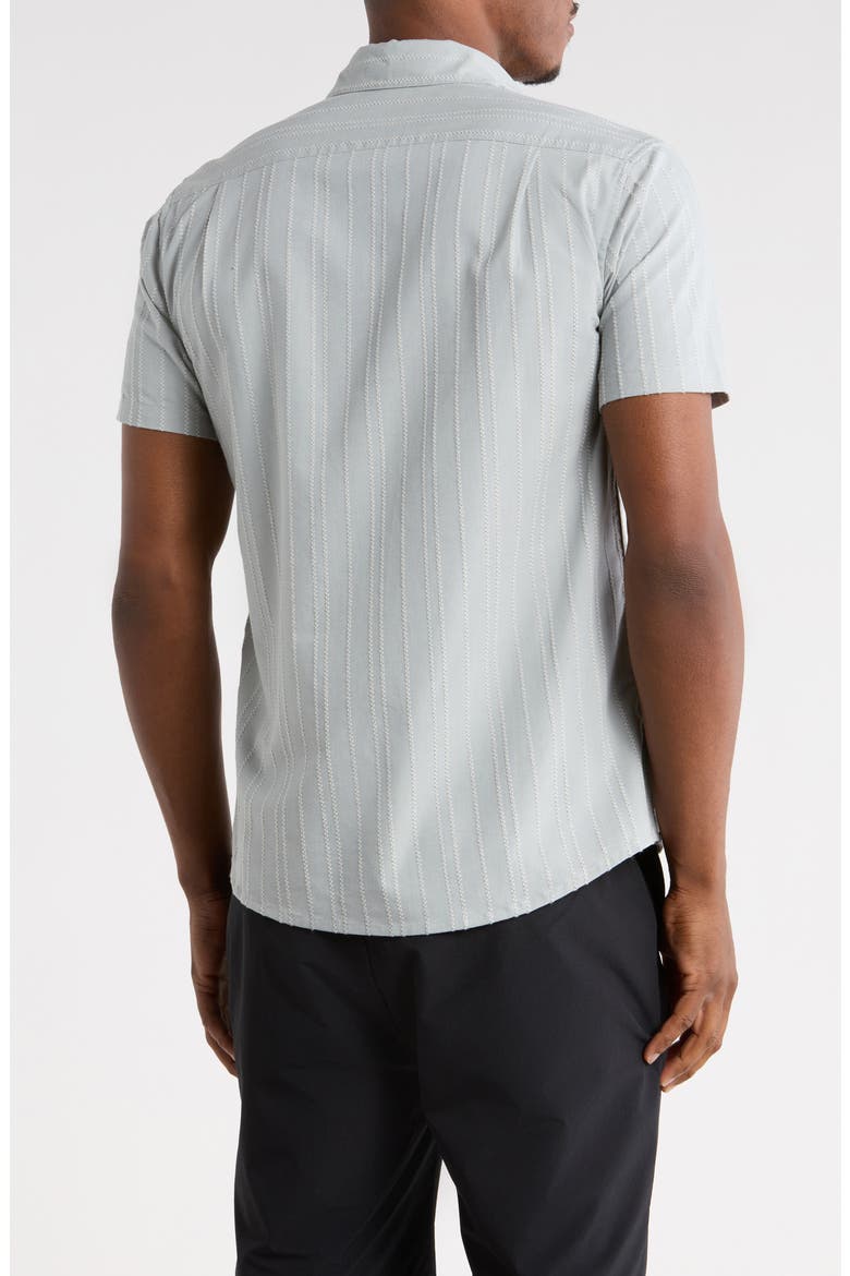 That'll Do Stripe Slim Fit Short Sleeve Button-Down Shirt, Alternate, color, LEAD