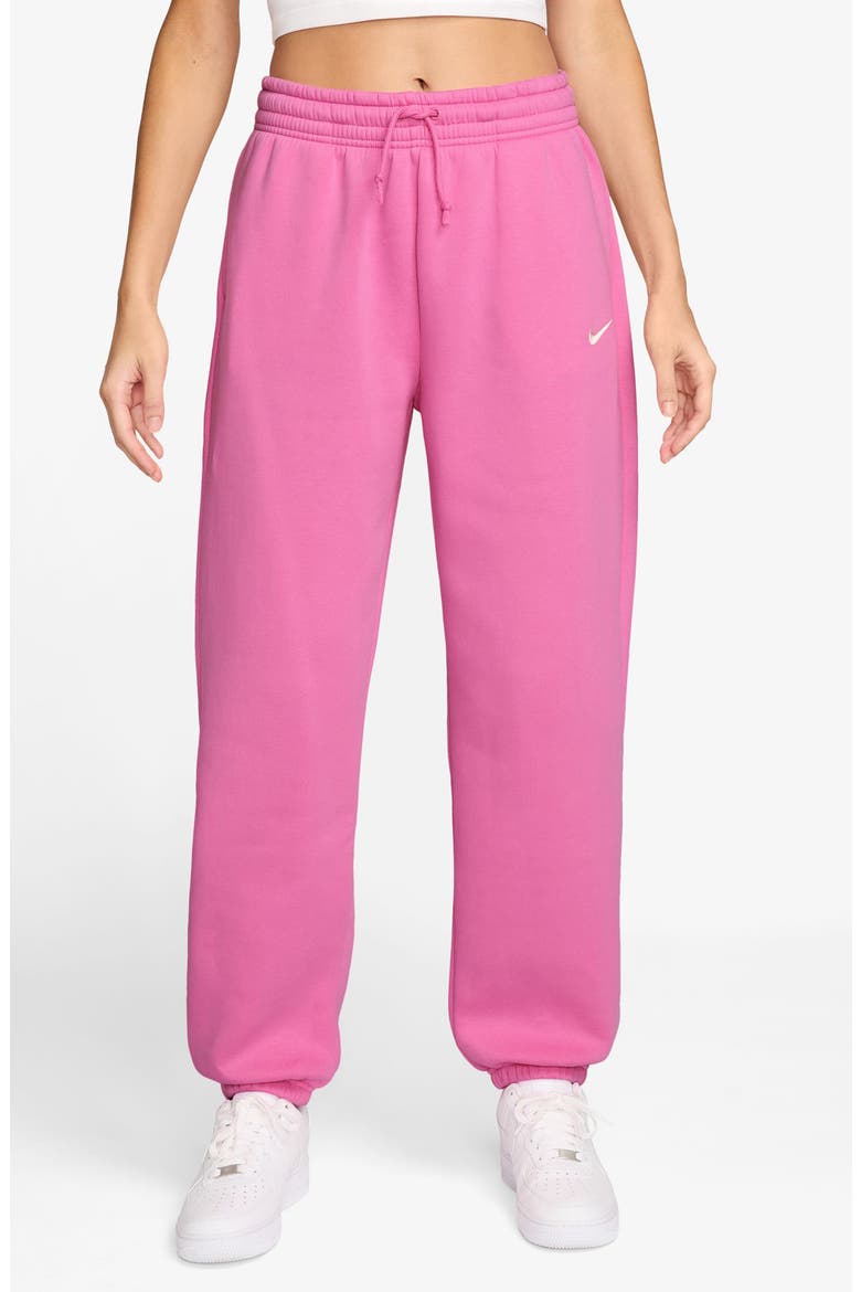 Sportswear Phoenix Fleece High-Waisted Oversized Sweatpants, Main, color, PLYPNK/SAIL