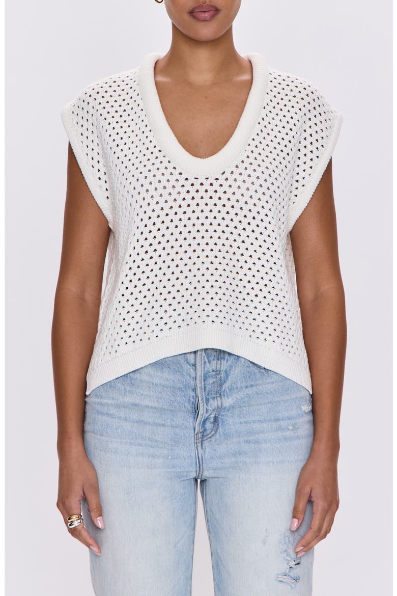 Beck Open Stitch Short Sleeve Sweater, Main, color, LE BLANC