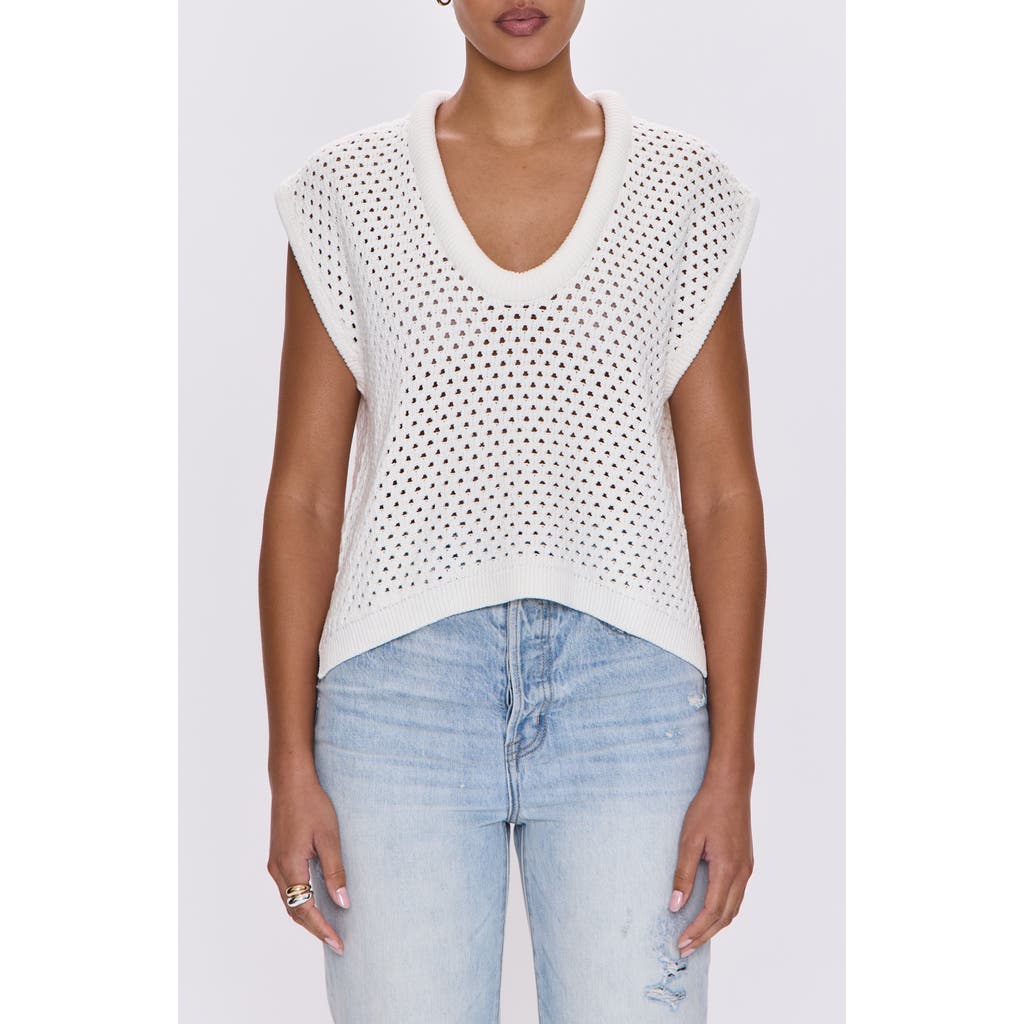 Pistola Beck Open Stitch Short Sleeve Sweater In White
