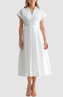 Pleated Fit and Flare Midi Dress