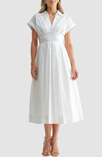 Pleated Fit and Flare Midi Dress