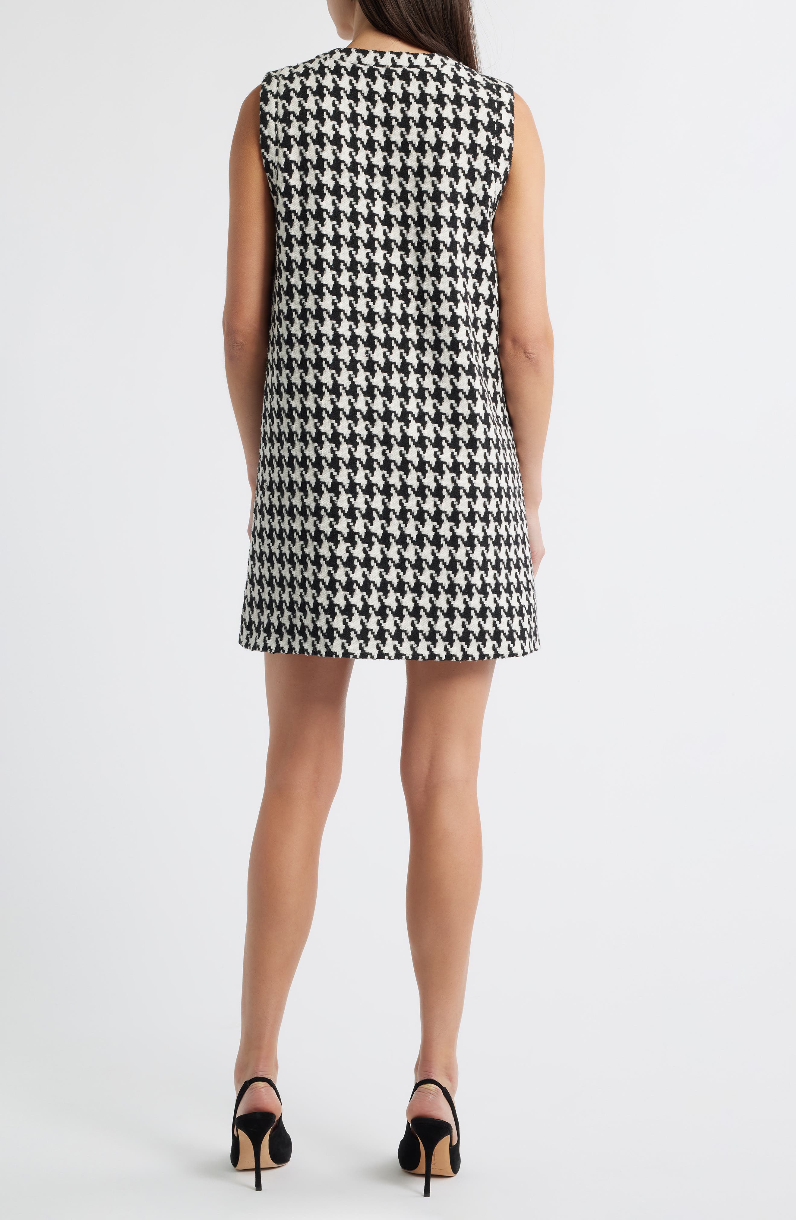 Houndstooth Check Shift Minidress - image 2