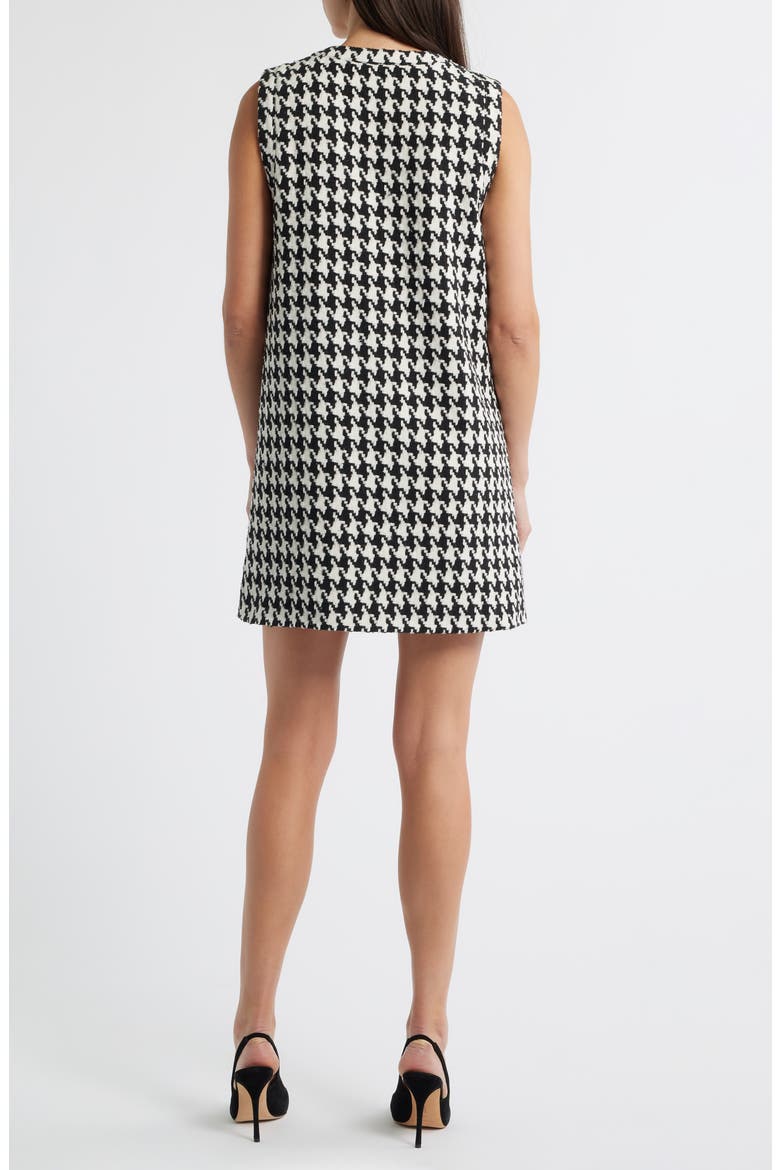 Houndstooth Check Shift Minidress, Alternate, color, BLACK/ WHITE