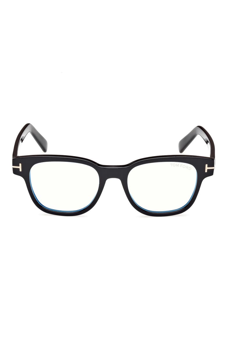 50mm Square Blue Light Blocking Glasses, Main, color, BLACK ECO / T LOGO