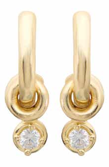 Cubic Zirconia Ring Charm Huggie Hoop Earrings