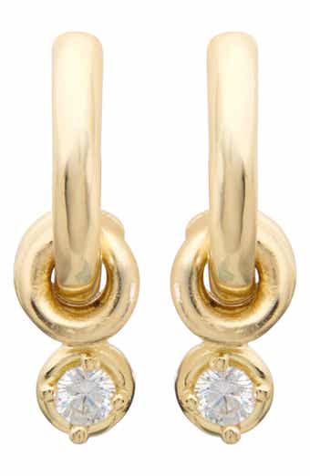 Cubic Zirconia Ring Charm Huggie Hoop Earrings
