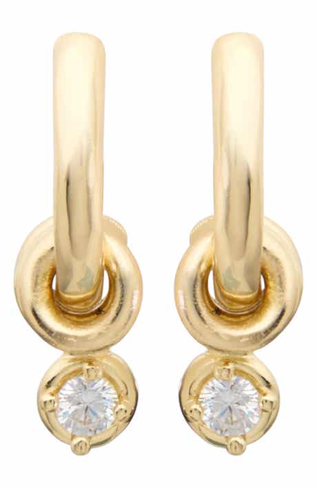 Cubic Zirconia Ring Charm Huggie Hoop Earrings