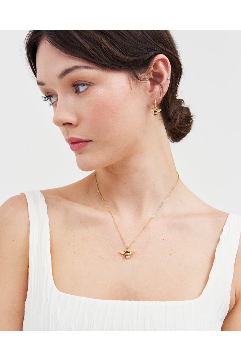 Honey Bee Enamel Necklace, Alternate, color, Gold