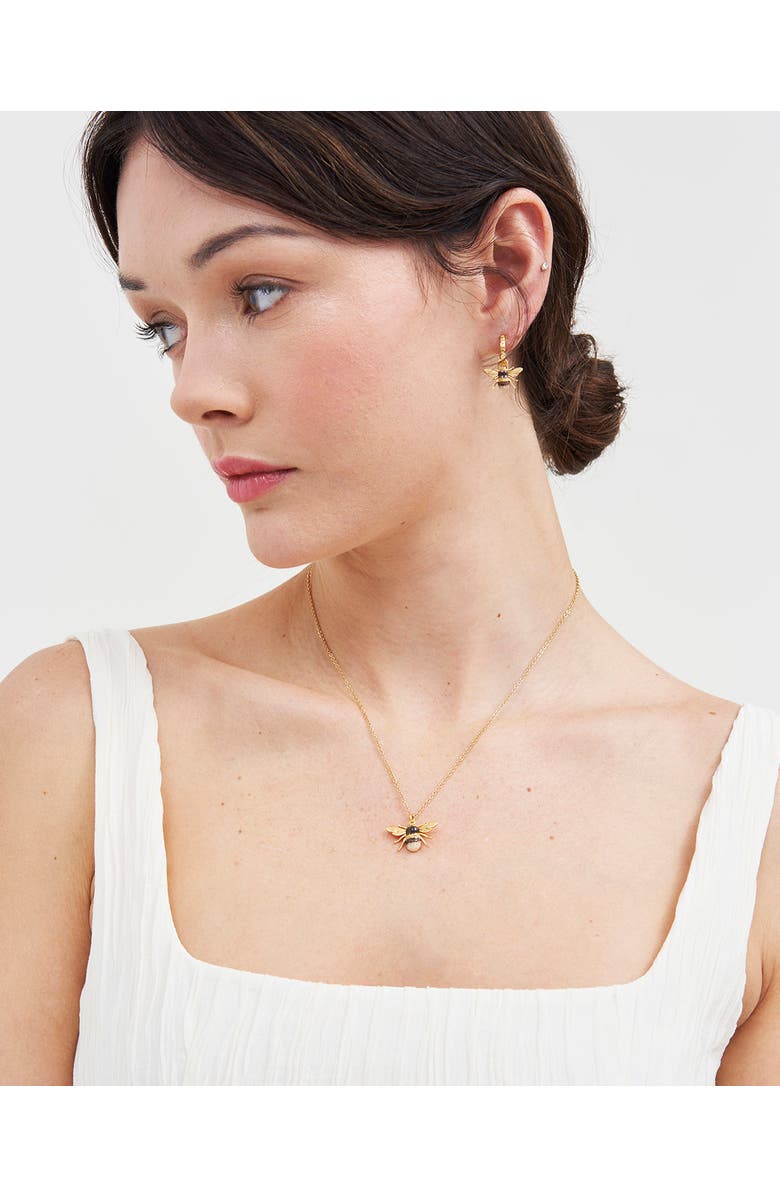 Fable England Honey Bee Enamel Necklace, Alternate, color, Gold