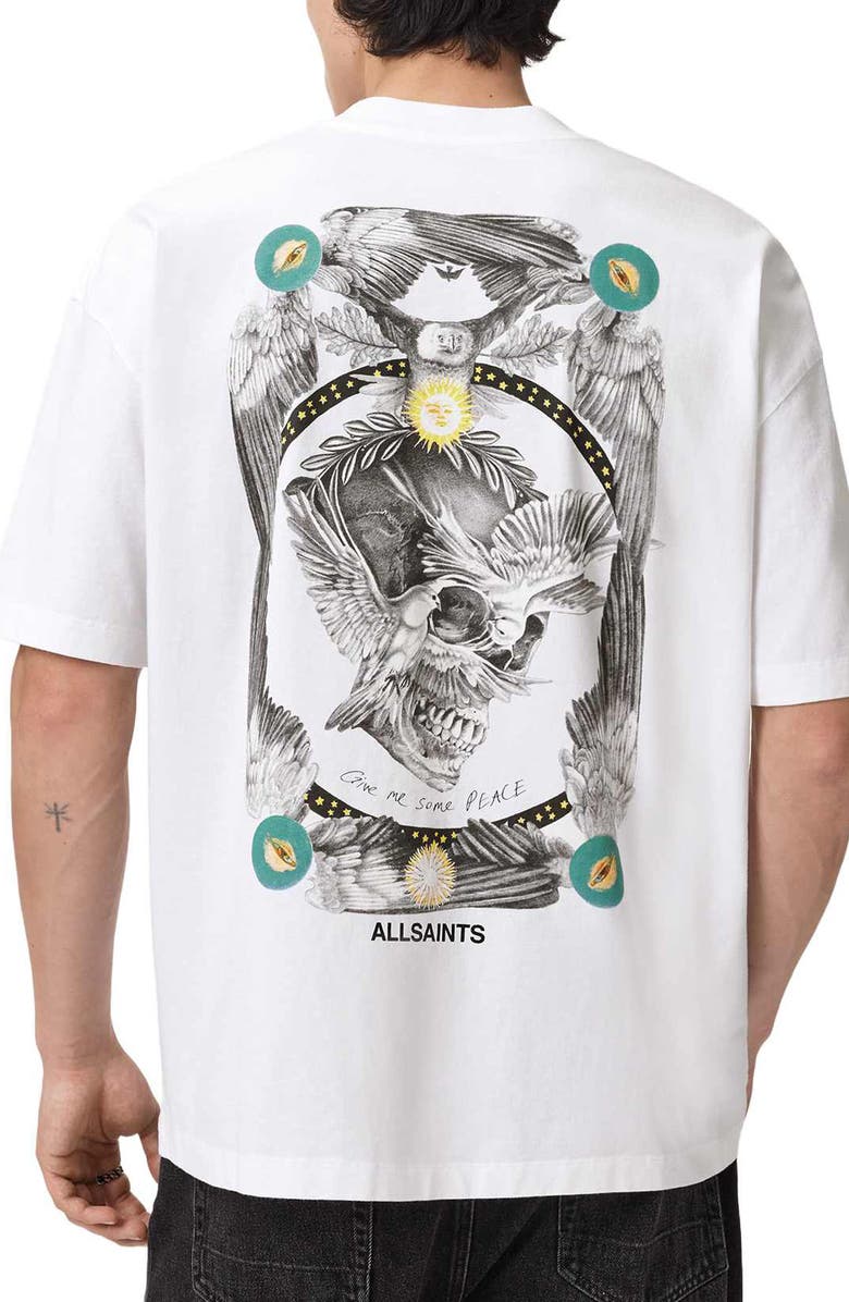 AllSaints Mysteries Cotton Graphic T-Shirt, Alternate, color, Optic White