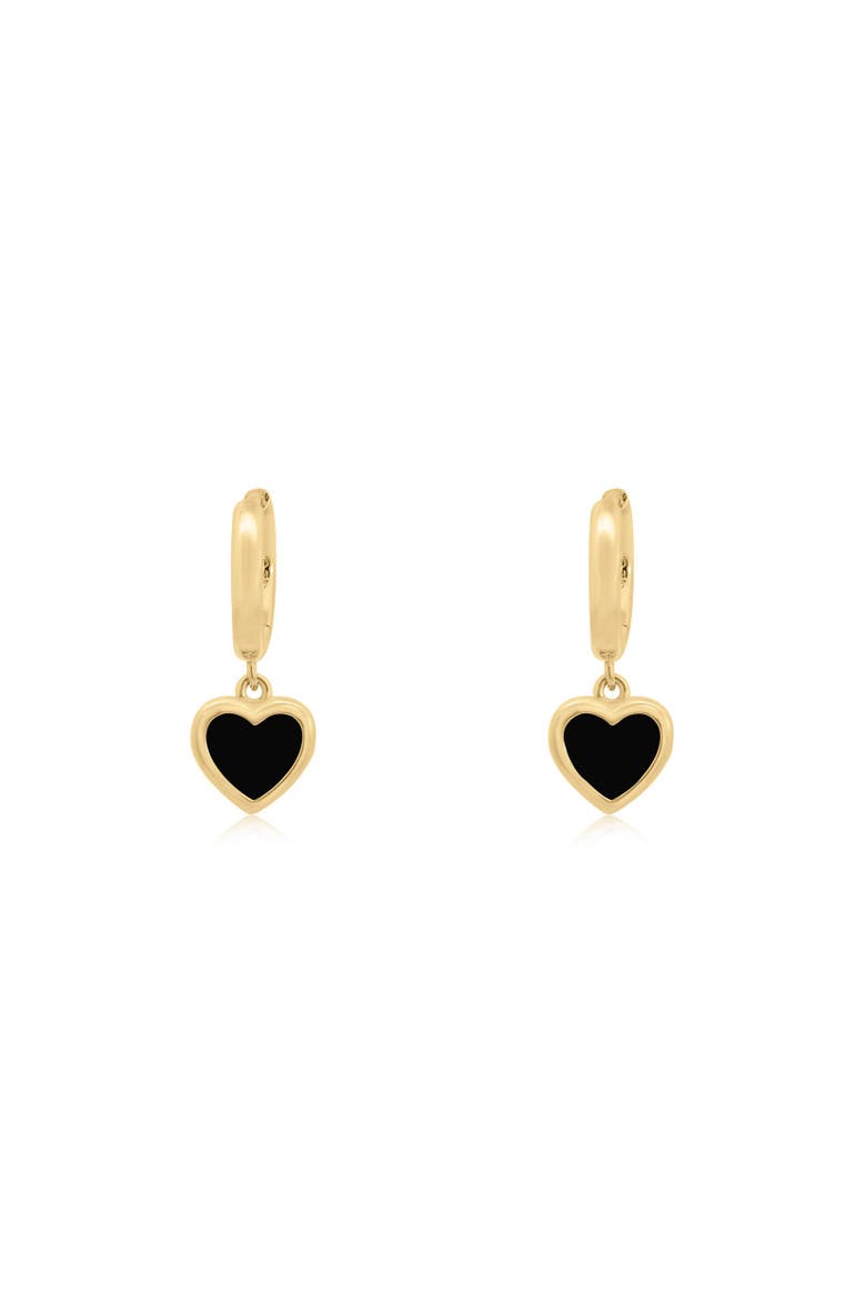 Mini Onyx Heart Dangle Earrings, Alternate, color, Onyx