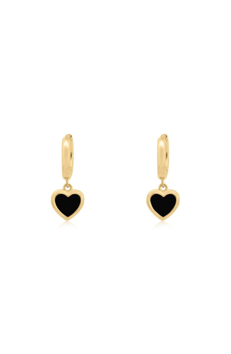 The Lovery Fine Jewelry Mini Onyx Heart Dangle Earrings, Alternate, color, Onyx