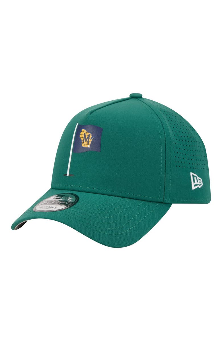 New Era Men's New Era Green Milwaukee Brewers Pin Seeker 9FORTY A-Frame Adjustable Hat, Alternate, color, Green