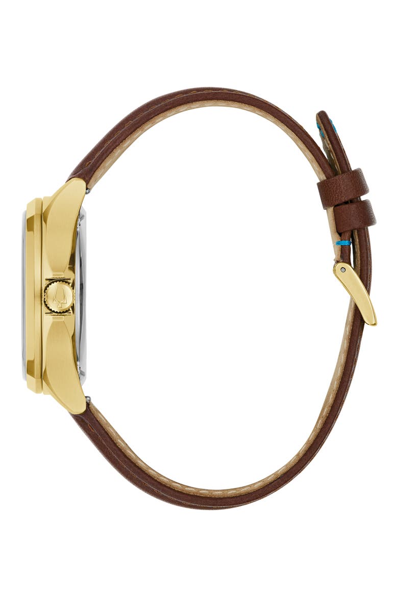 Tony Bennett NYC Automatic Leather Strap Watch, 39mm, Alternate, color, BROWN
