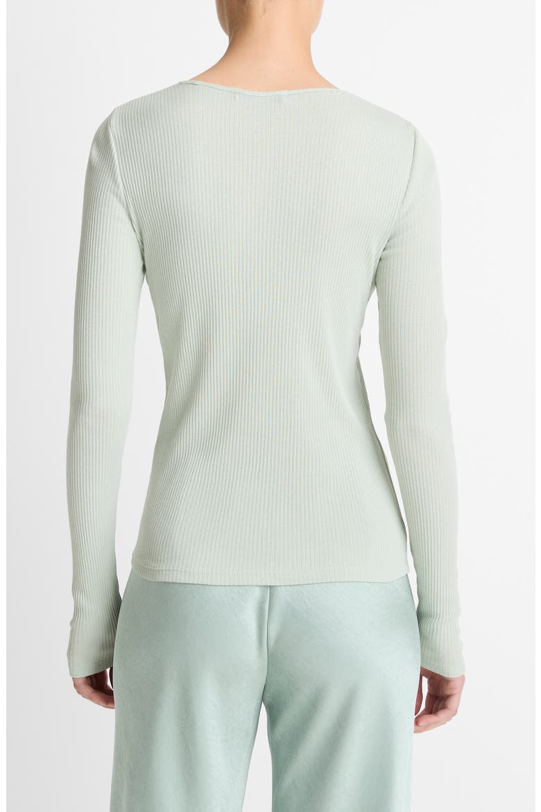 Rib Pima Cotton Long Sleeve Crewneck T-Shirt, Alternate, color, LT ALOE STONE