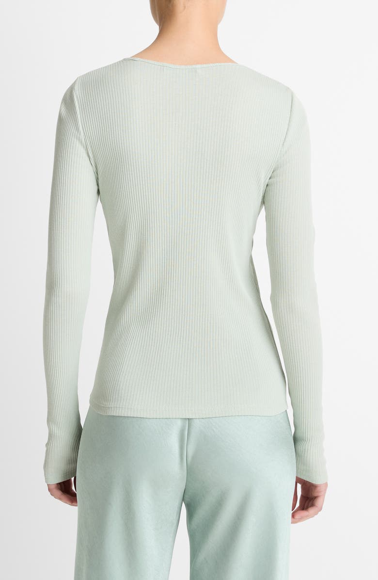 Vince Rib Pima Cotton Long Sleeve Crewneck T-Shirt, Alternate, color, Lt Aloe Stone